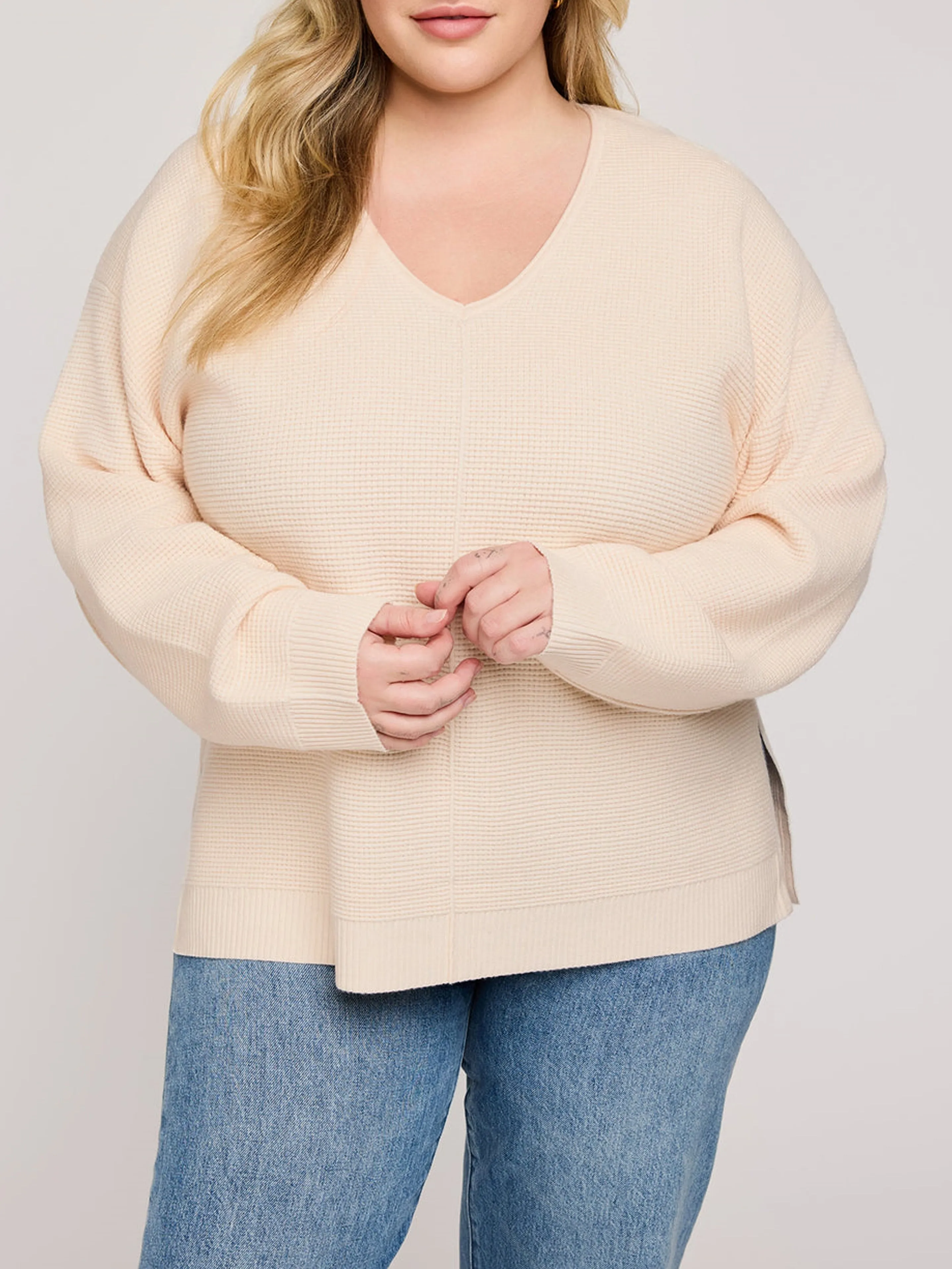 GENTLE FAWN Lisbon V-Neck Waffle Knit Sweater