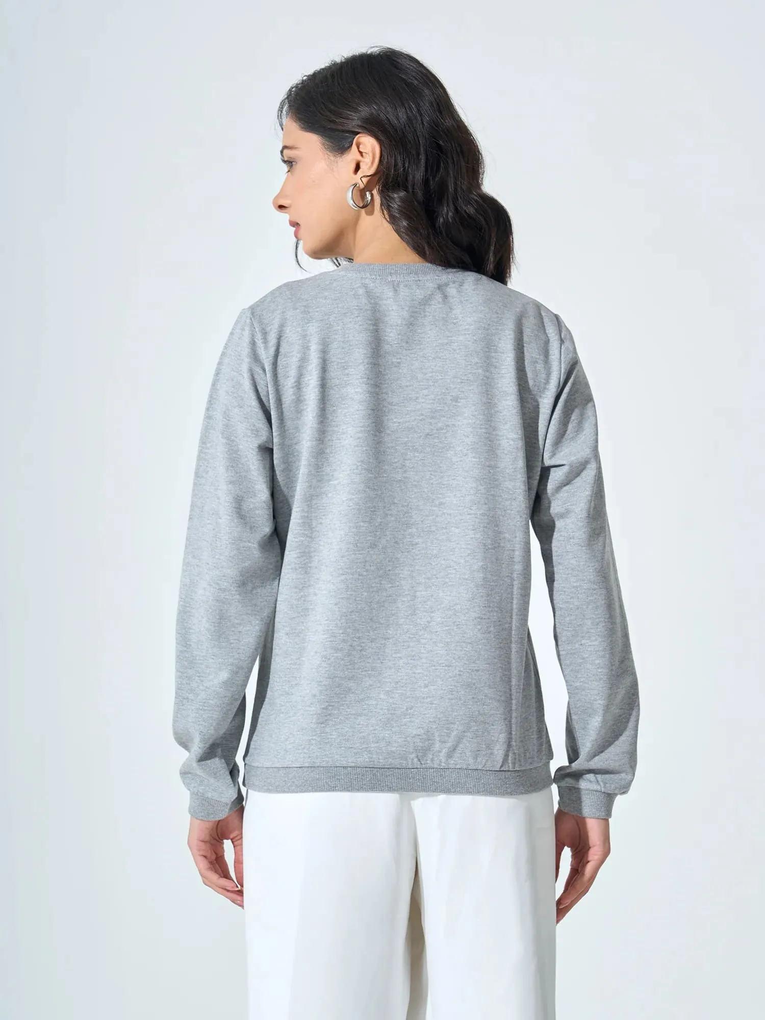 Ginny Appliqué  Sweater - Grey & White