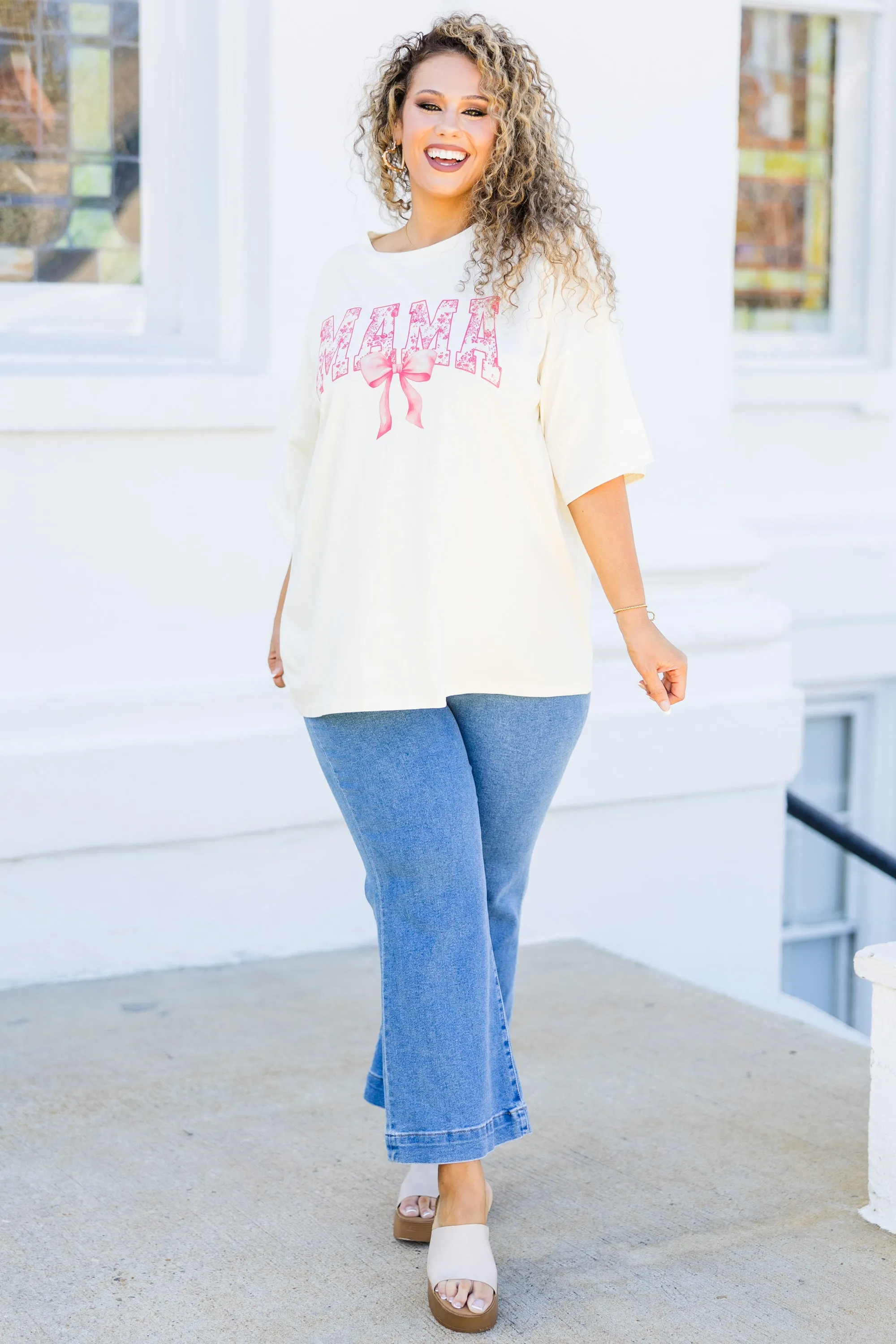 Girly Mama Boyfriend Tee, Ivory