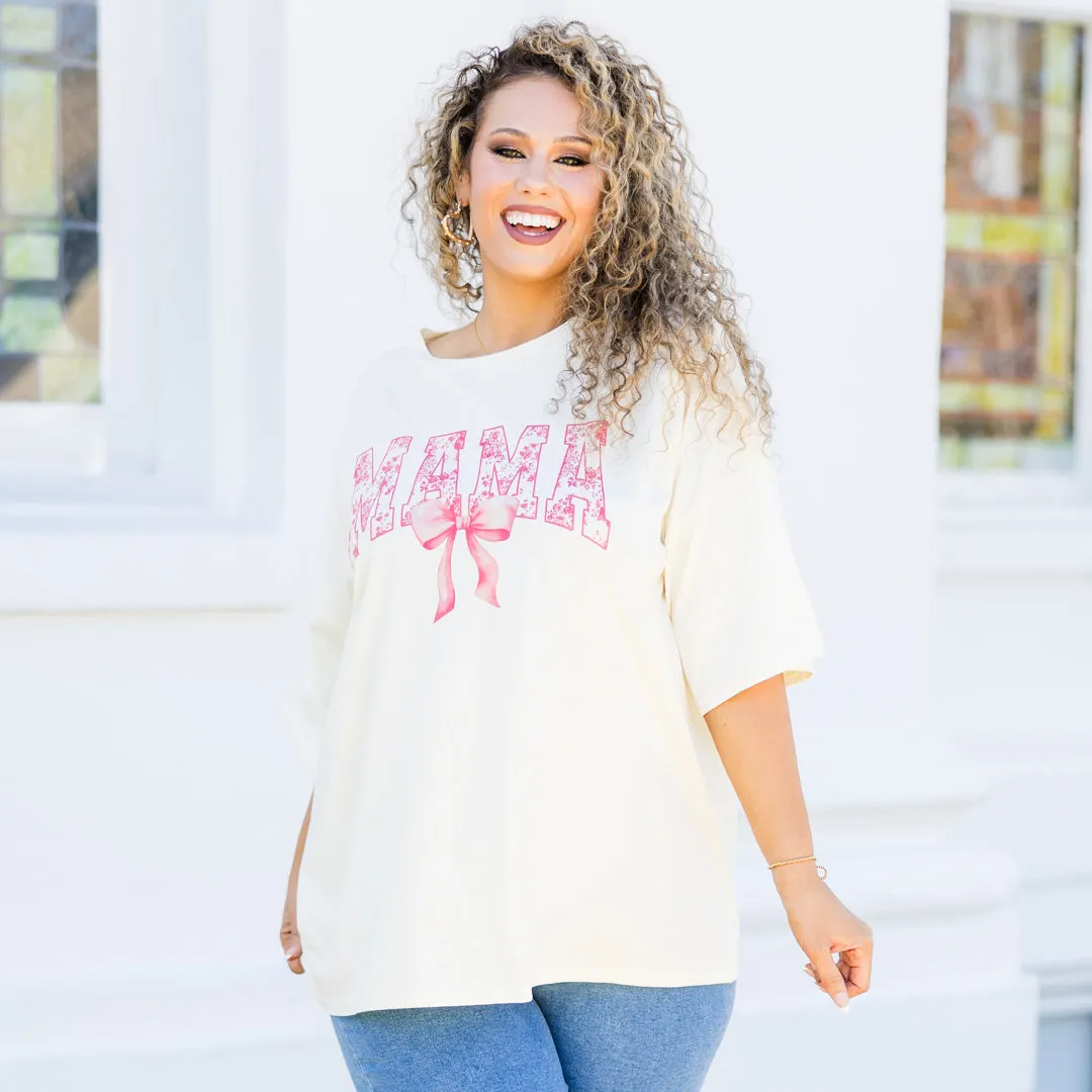 Girly Mama Boyfriend Tee, Ivory