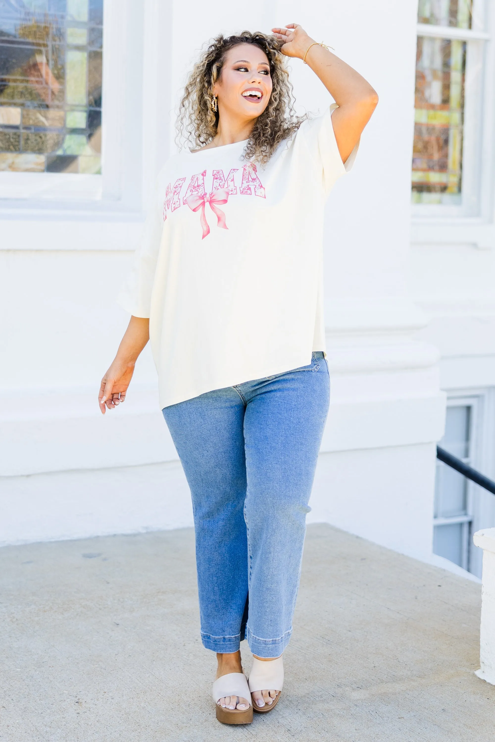 Girly Mama Boyfriend Tee, Ivory