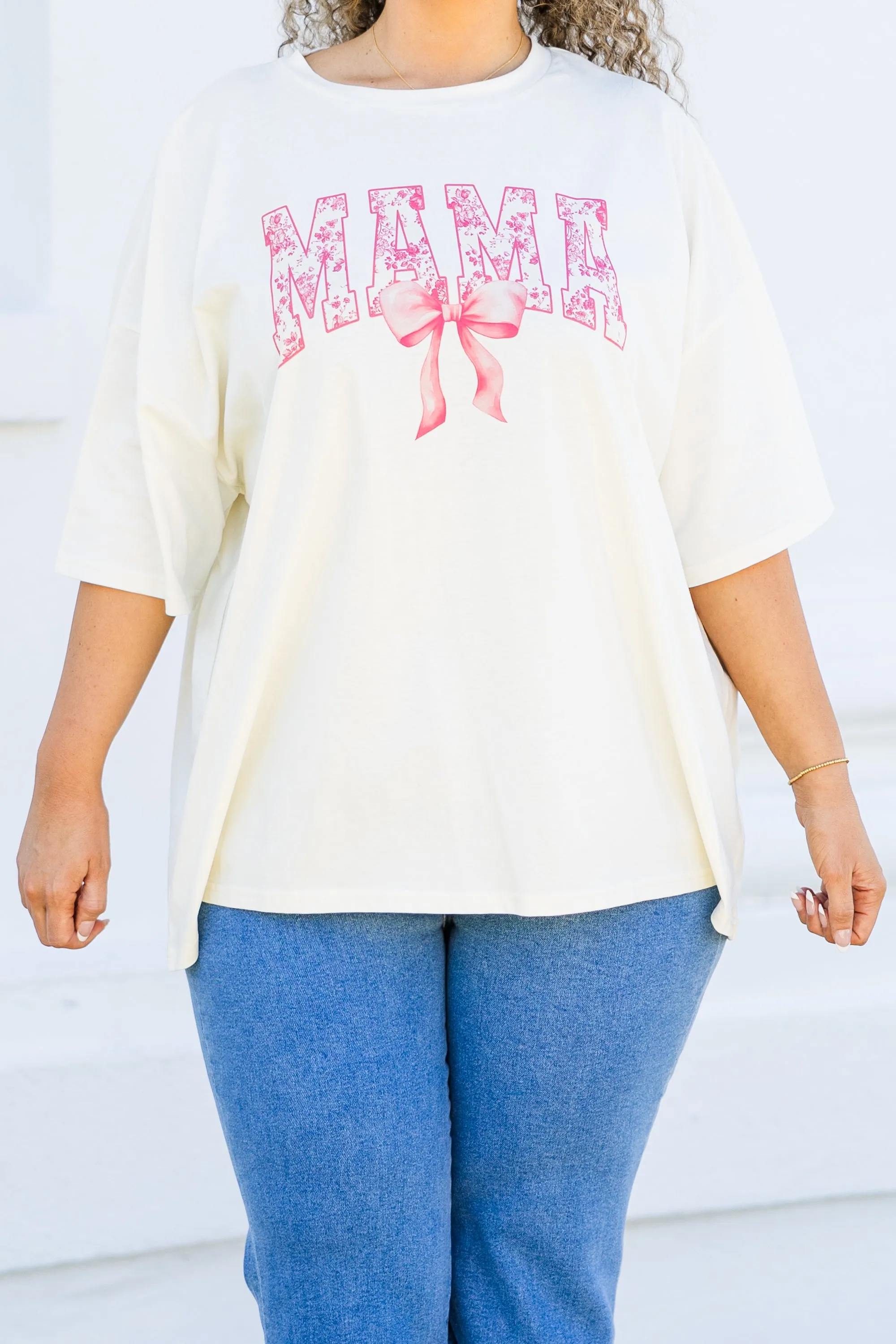 Girly Mama Boyfriend Tee, Ivory