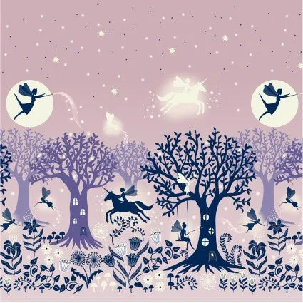 Glow Fairies Pink Double Edge Border Fabric Yardage