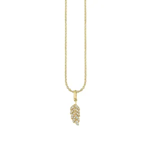 Gold & Diamond Tiny Feather Charm