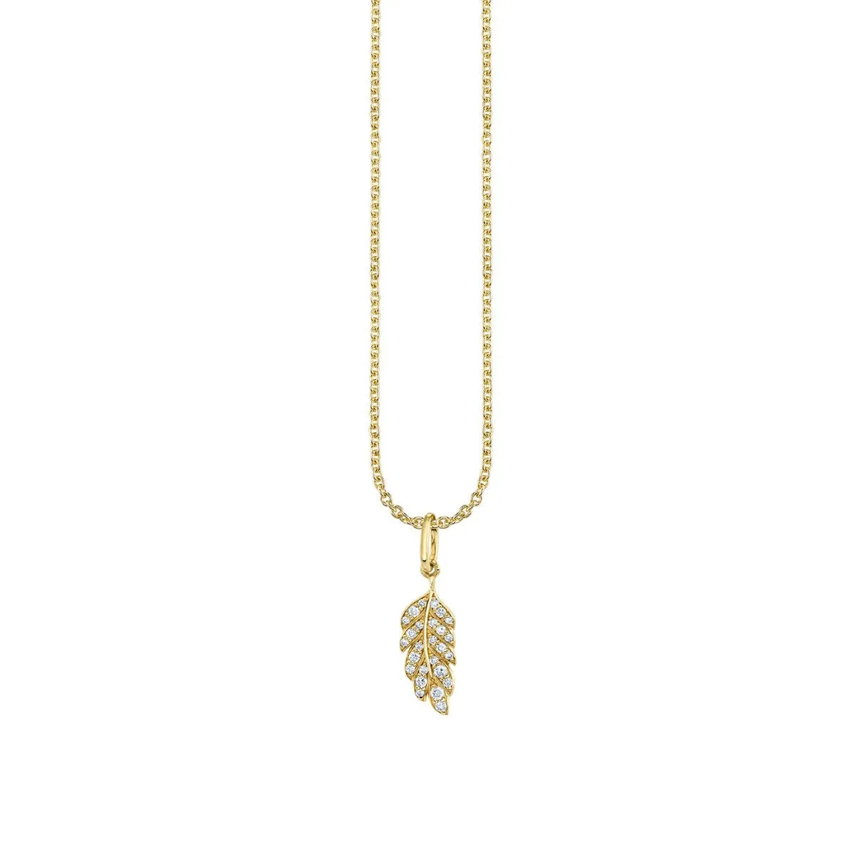 Gold & Diamond Tiny Feather Charm