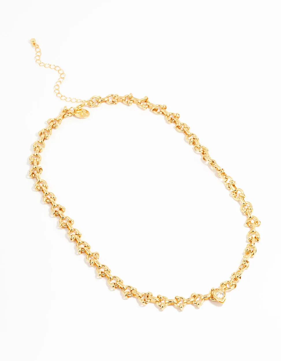 Gold Plated Diamante Chain Pendant Necklace