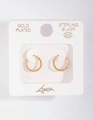 Gold Plated Sterling Silver Mini Twist Hoop Earrings