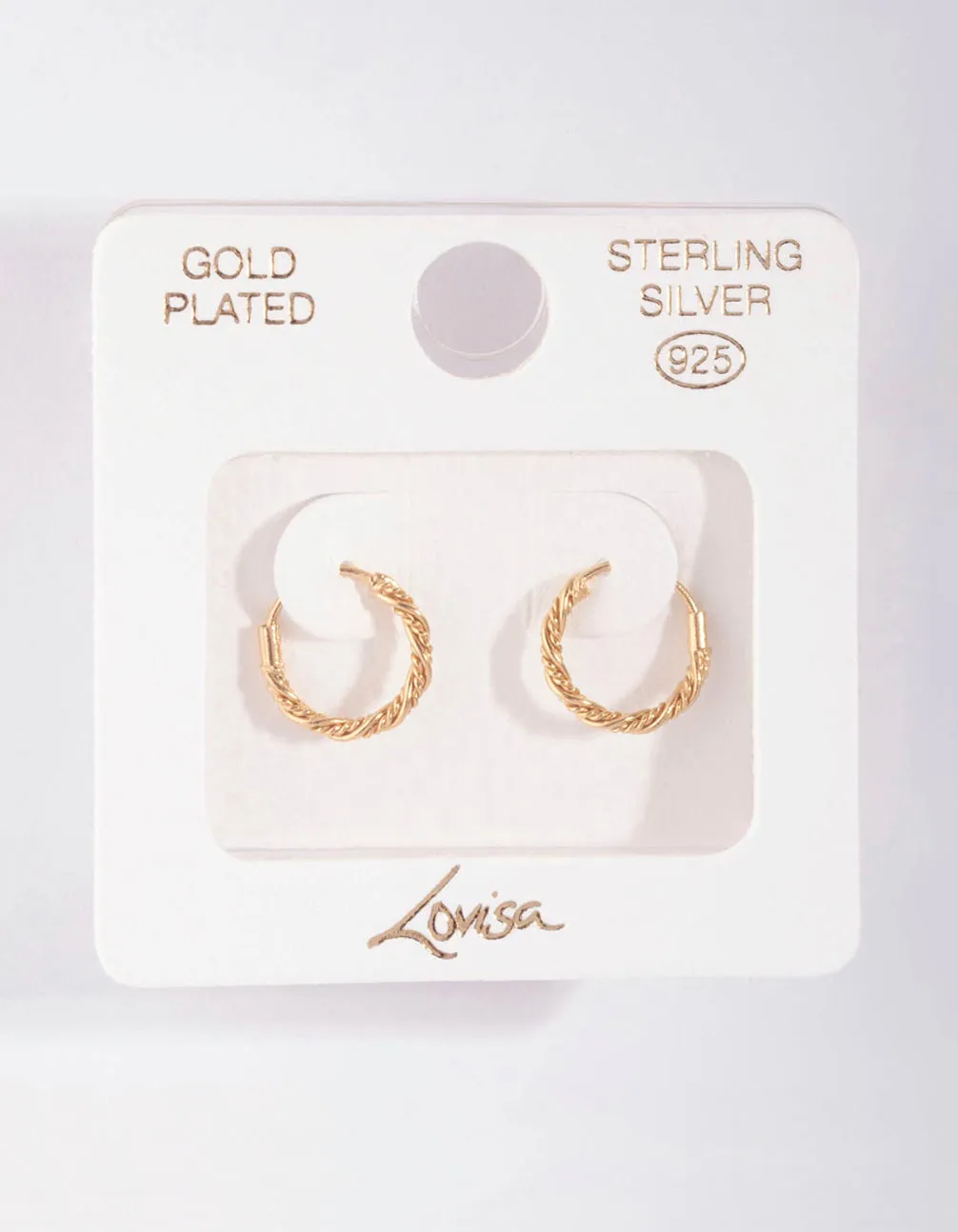 Gold Plated Sterling Silver Mini Twist Hoop Earrings