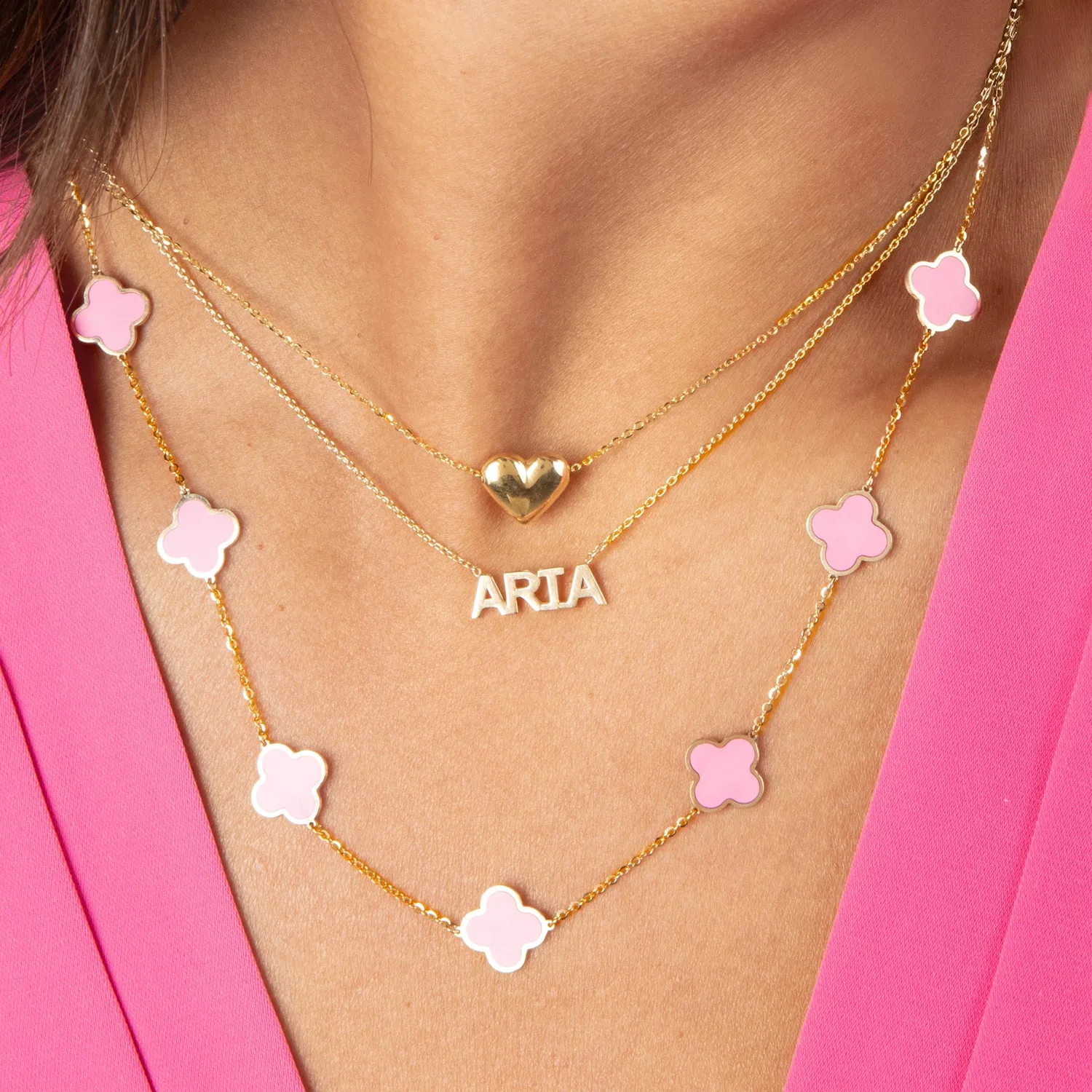 Gold Puffy Heart Necklace