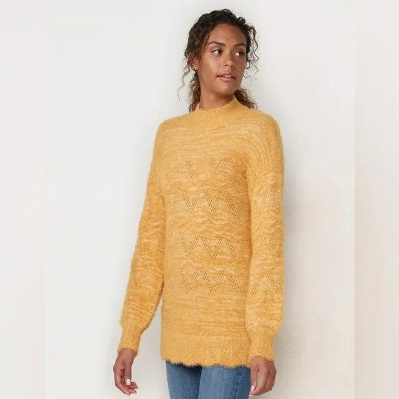 GOLD Sweater TUNIC Lauren CONRAD Eyelash SCALLOP