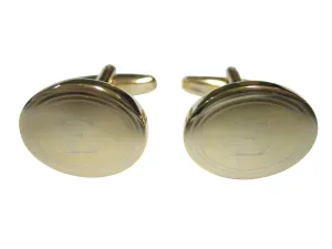 Gold Toned Etched Oval Letter E Monogram Cufflinks