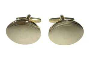 Gold Toned Etched Oval Letter U Monogram Cufflinks