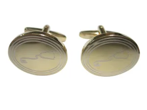 Gold Toned Etched Oval Medical Stethoscope Cufflinks