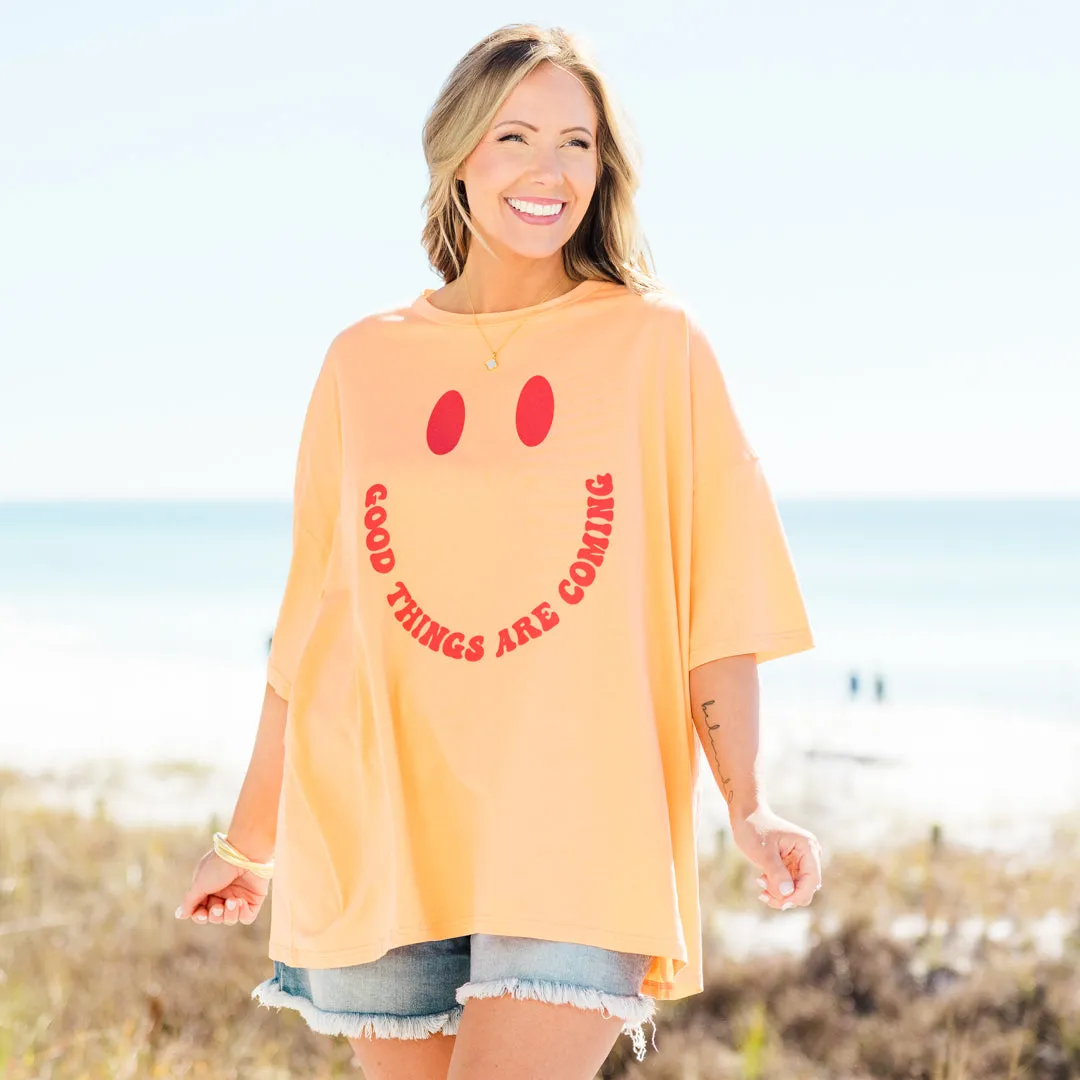 Good Things Boyfriend Tee, Neon Coral