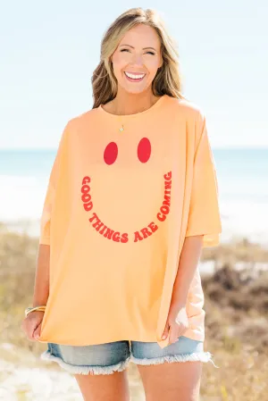 Good Things Boyfriend Tee, Neon Coral