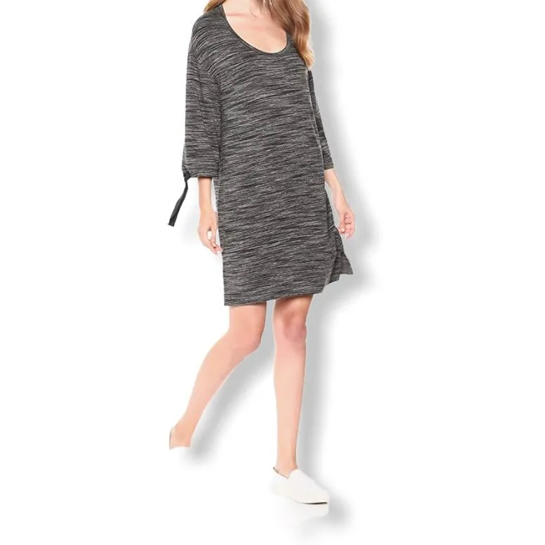 Gray ¾ Sleeve Crew Neck Loose Women's Dress