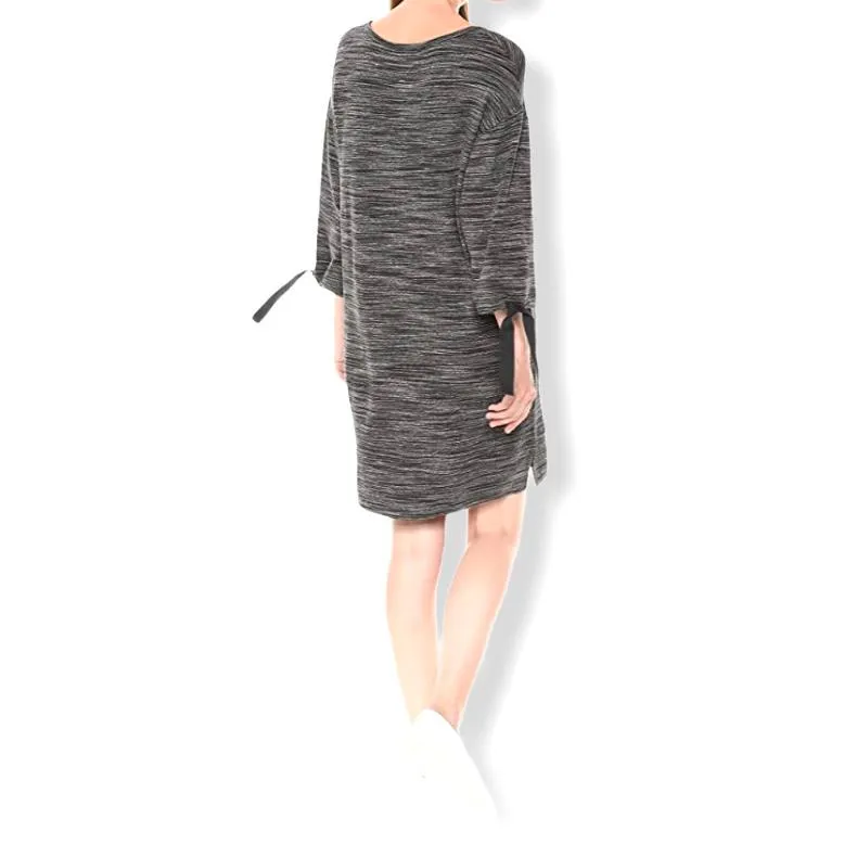 Gray ¾ Sleeve Crew Neck Loose Women's Dress