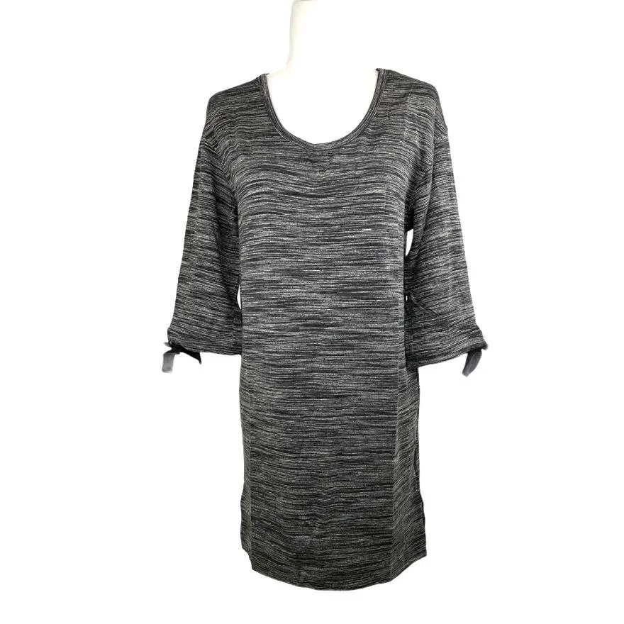Gray ¾ Sleeve Crew Neck Loose Women's Dress