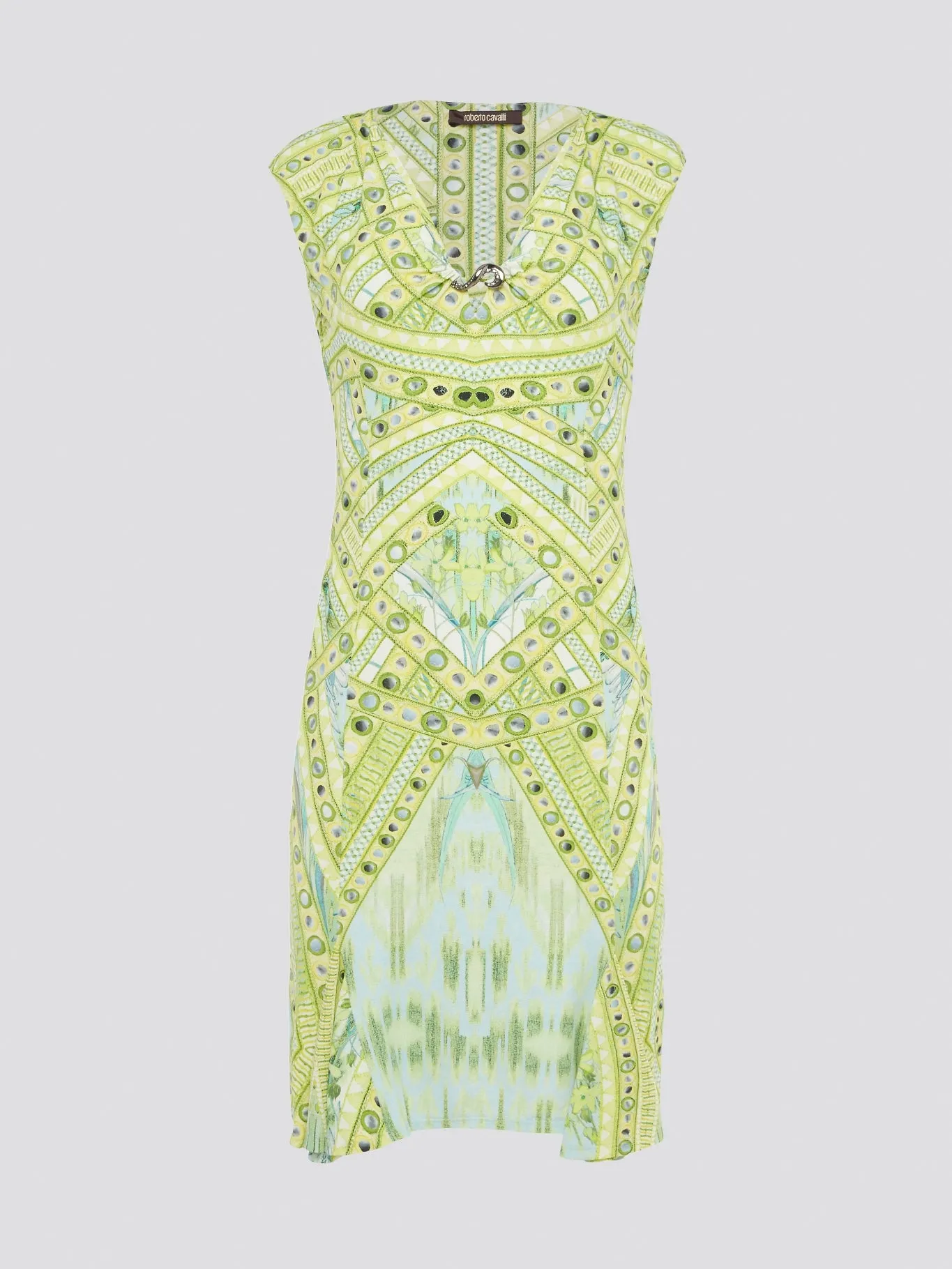 Green Printed Sleeveless Dress
