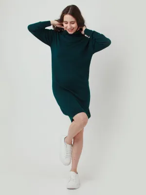 Green Solid Oversized Sweater