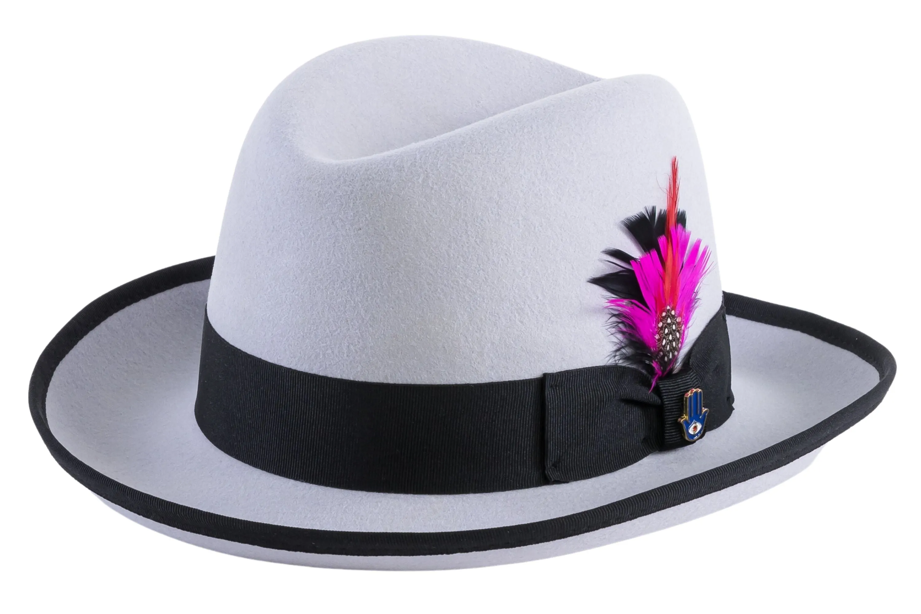 Grey & Black 100 % Wool Australian Fur Godfather Hat