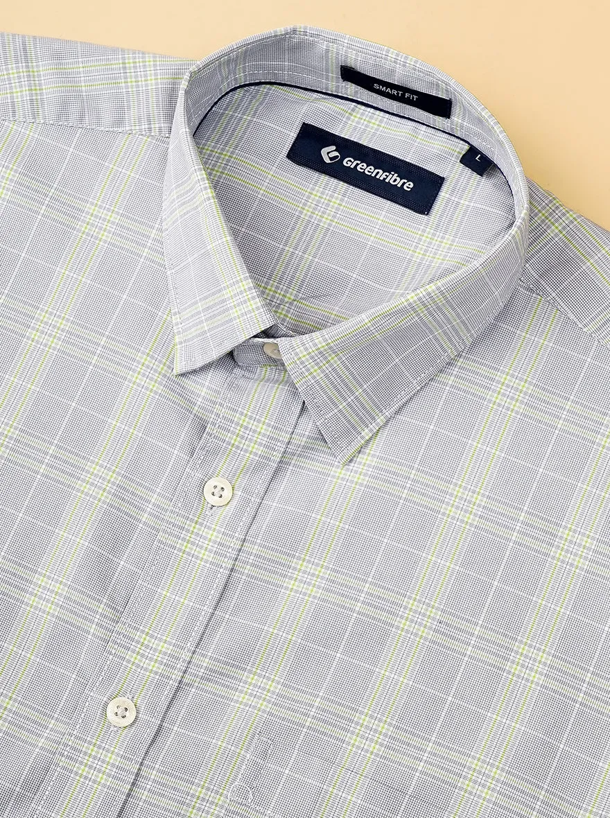 Grey Checked Smart Fit Semi Casual Shirt | Greenfibre