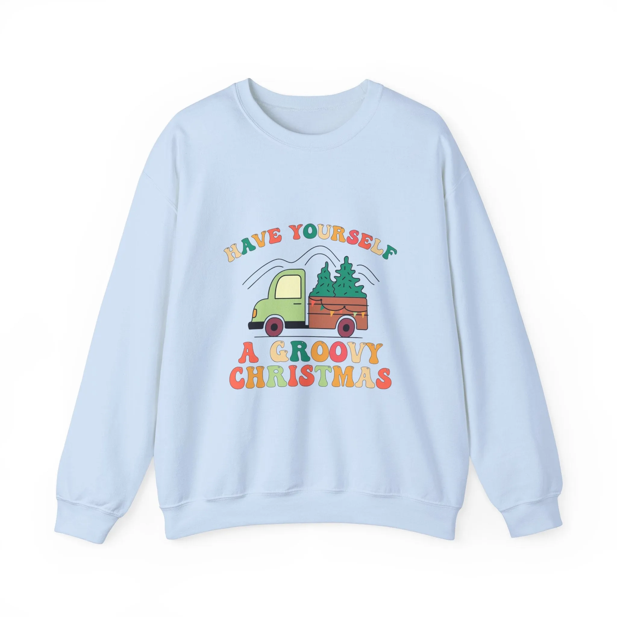 Groovy Merry Christmas Tree Unisex Heavy Blend™ Crewneck Sweatshirt