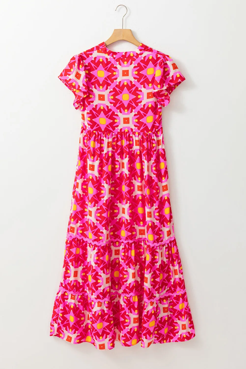 Harmony Printed Notched Cap Sleeve Dress