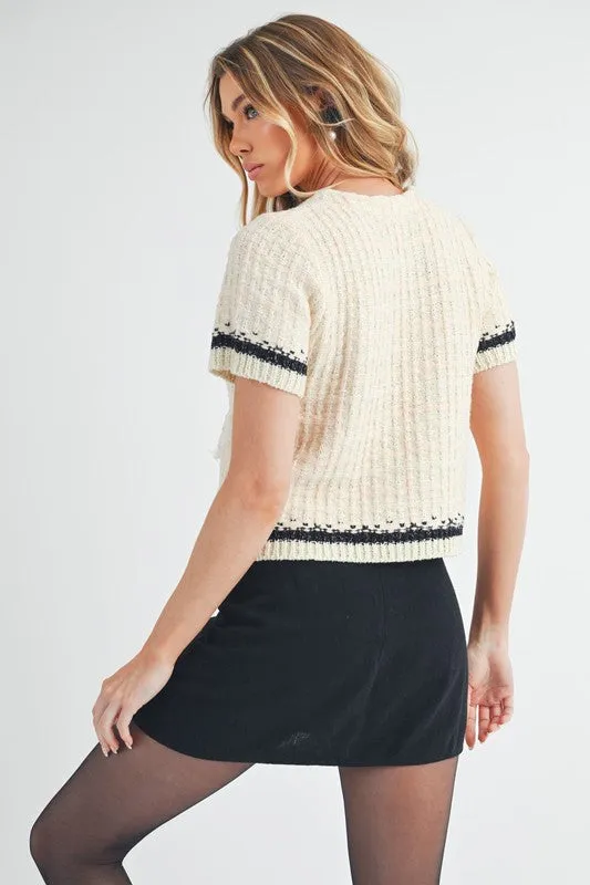 Hazel Blues® |  Aemi   Co Round Neck Short Sleeve Tweed Sweater