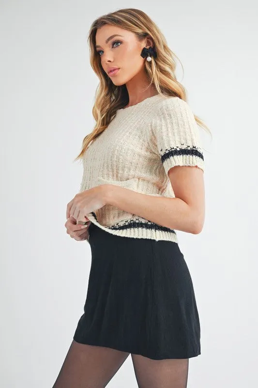 Hazel Blues® |  Aemi   Co Round Neck Short Sleeve Tweed Sweater