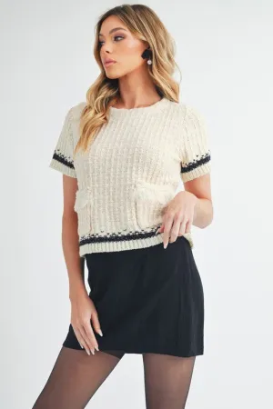 Hazel Blues® |  Aemi   Co Round Neck Short Sleeve Tweed Sweater