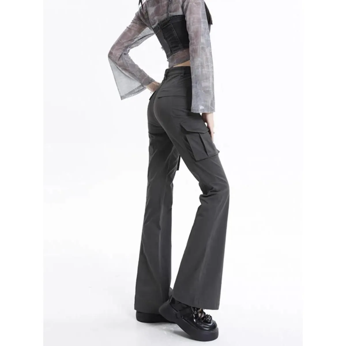 High Waist Slim Chic Cargo Jeans for Women