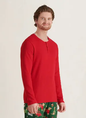 Holiday Red Men’s Waffle Henley
