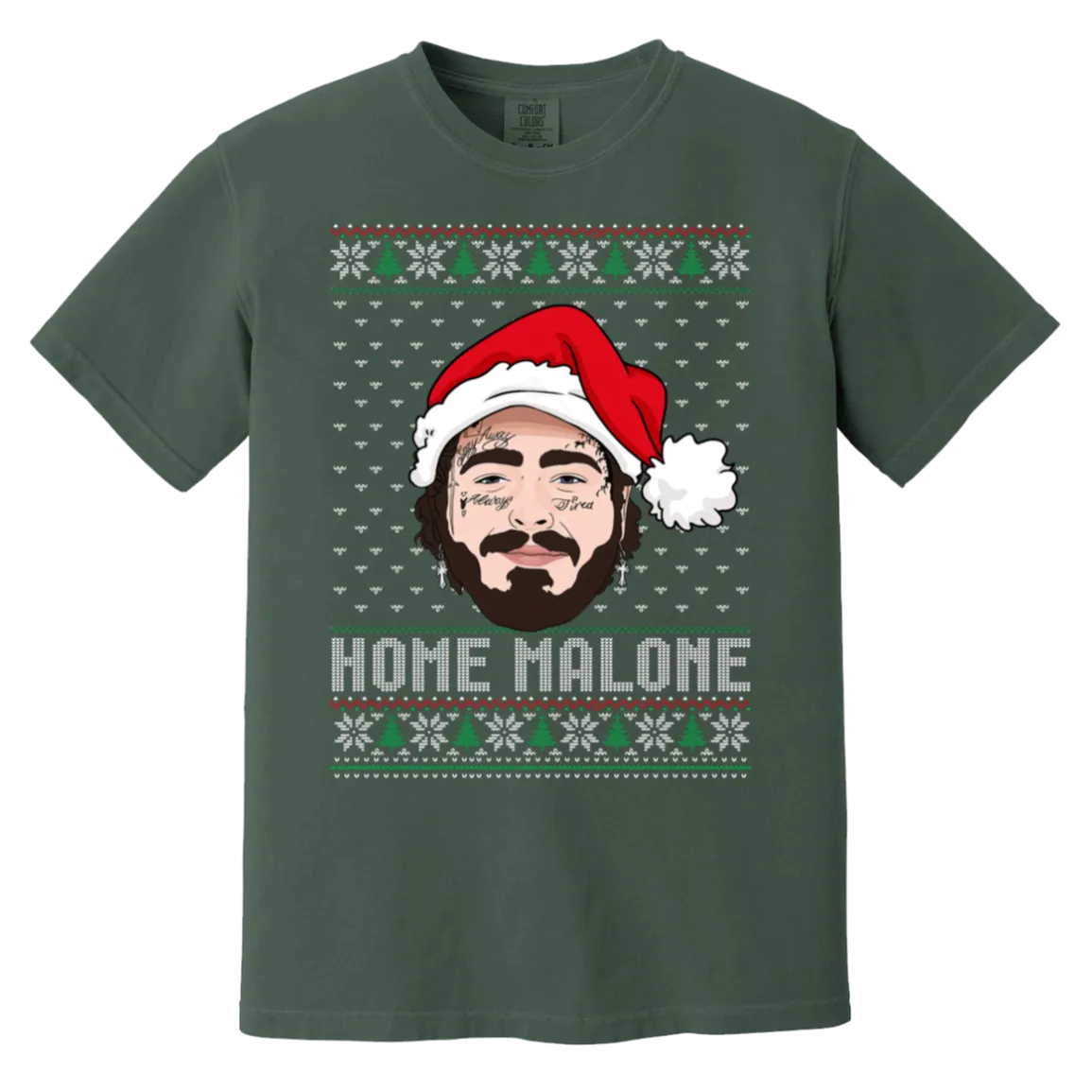 Home Malone Comfort Colors T-Shirt – Post Malone & Home Alone Inspired Ugly Christmas Sweater Design