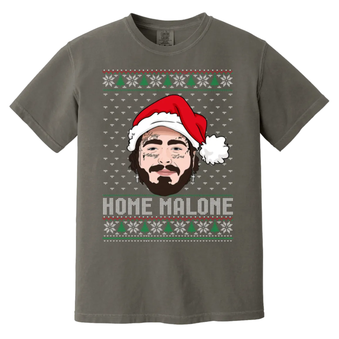 Home Malone Comfort Colors T-Shirt – Post Malone & Home Alone Inspired Ugly Christmas Sweater Design