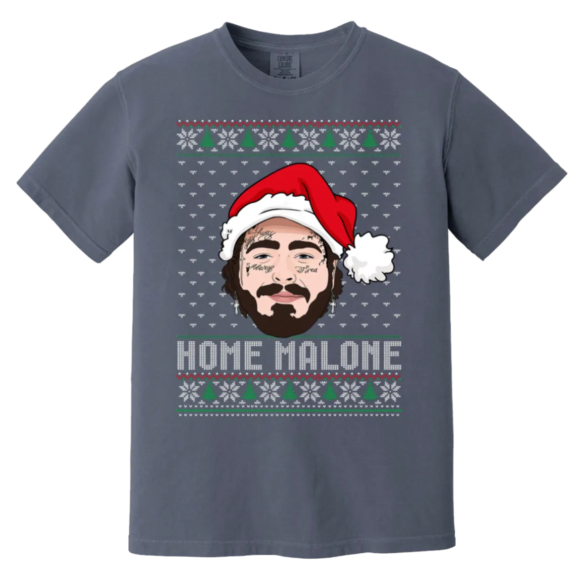 Home Malone Comfort Colors T-Shirt – Post Malone & Home Alone Inspired Ugly Christmas Sweater Design