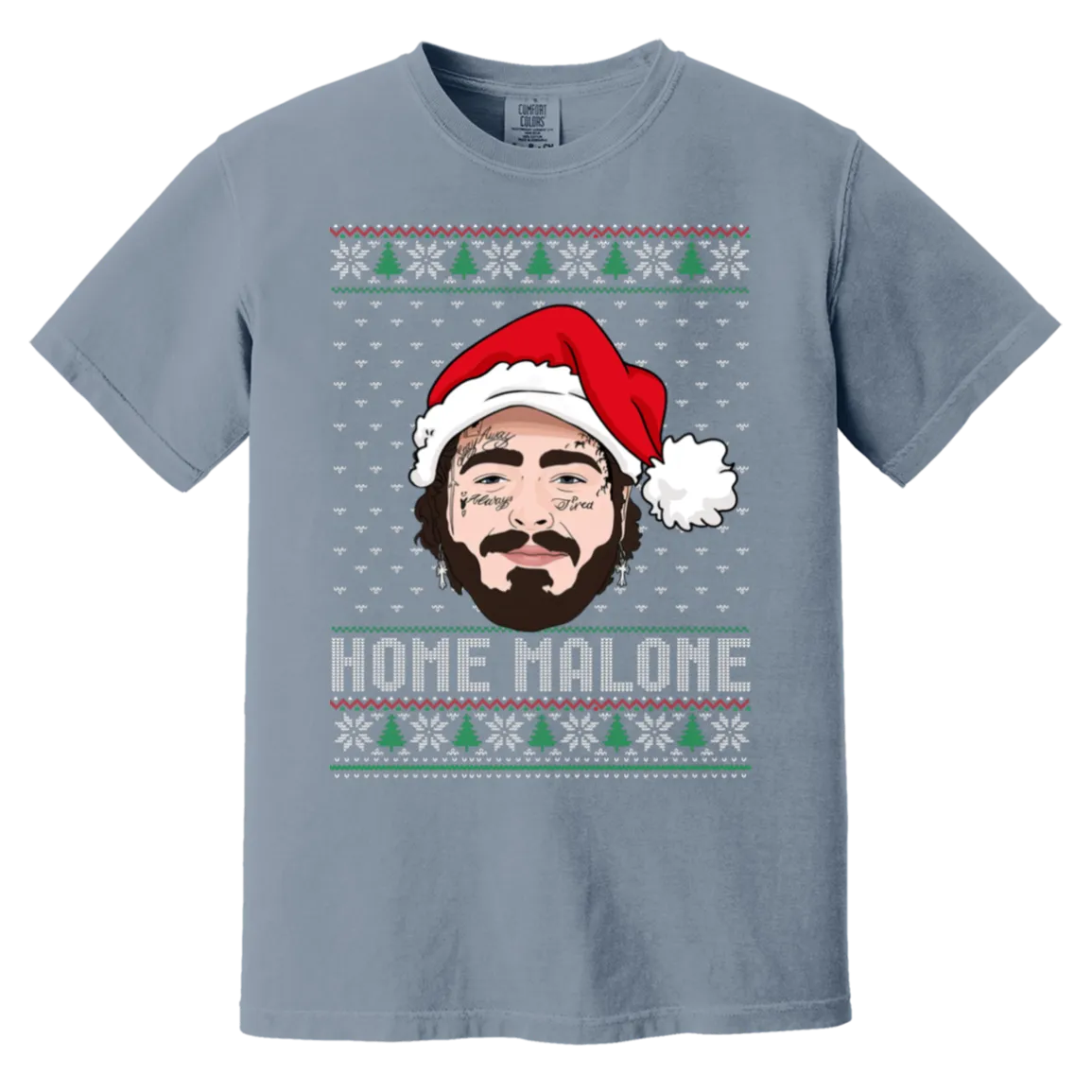 Home Malone Comfort Colors T-Shirt – Post Malone & Home Alone Inspired Ugly Christmas Sweater Design