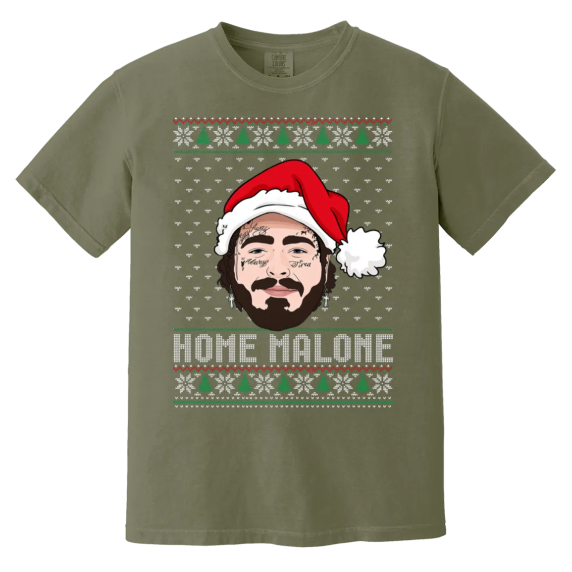 Home Malone Comfort Colors T-Shirt – Post Malone & Home Alone Inspired Ugly Christmas Sweater Design