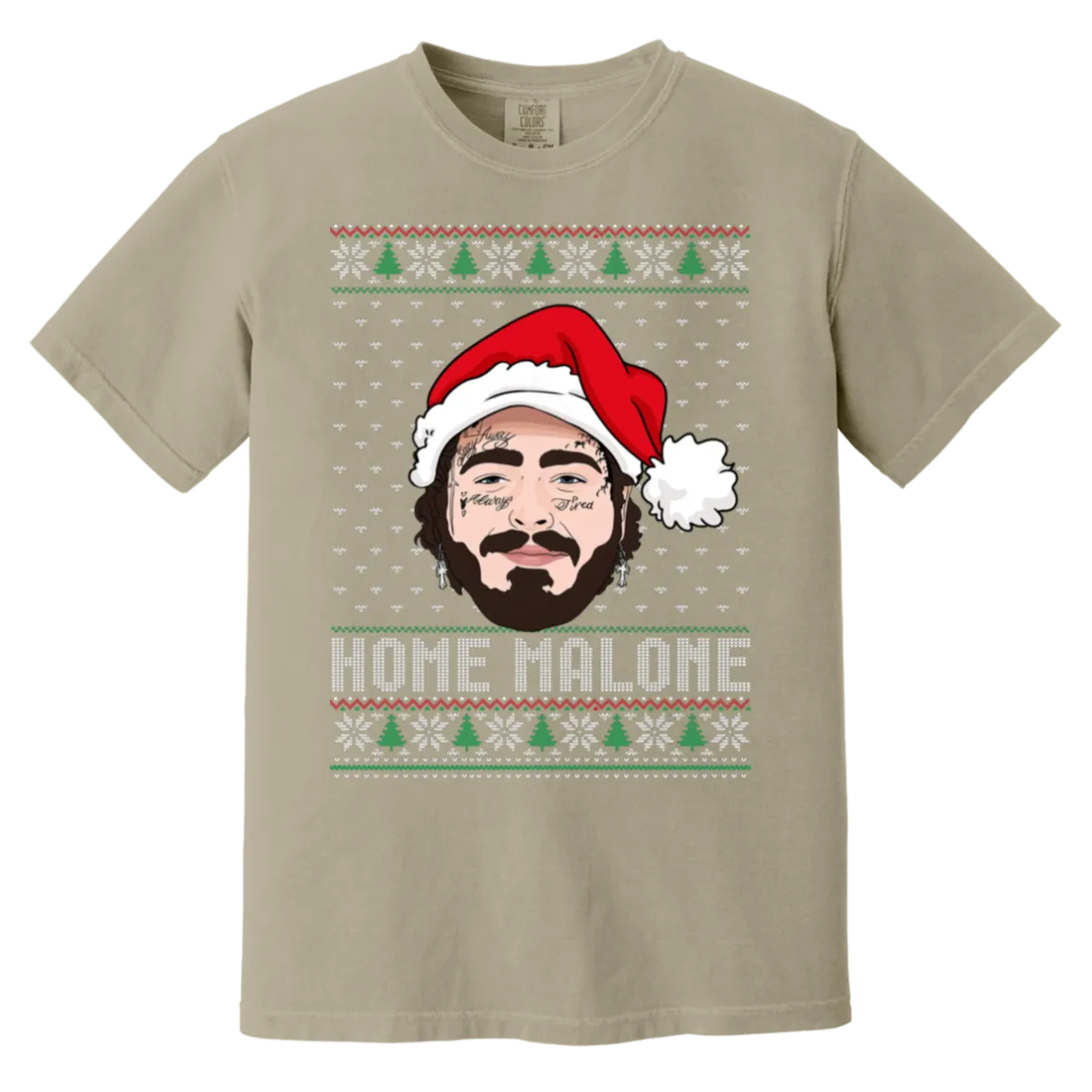 Home Malone Comfort Colors T-Shirt – Post Malone & Home Alone Inspired Ugly Christmas Sweater Design