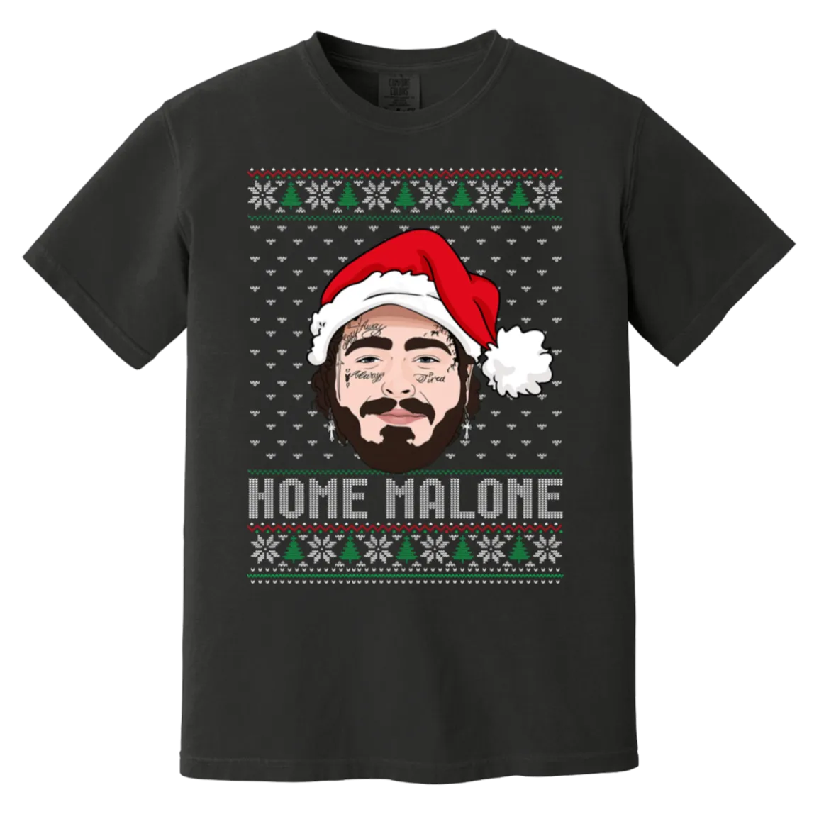 Home Malone Comfort Colors T-Shirt – Post Malone & Home Alone Inspired Ugly Christmas Sweater Design