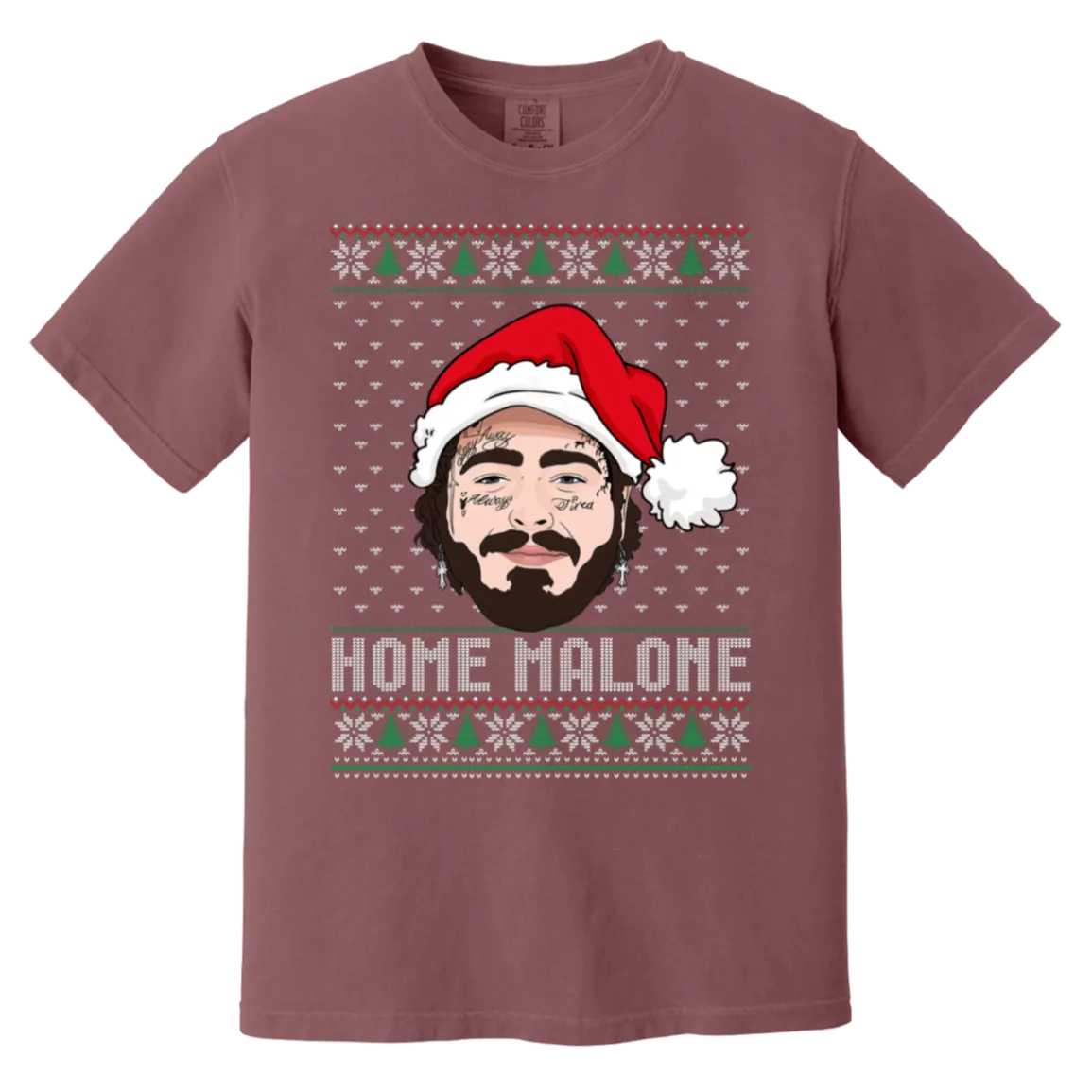 Home Malone Comfort Colors T-Shirt – Post Malone & Home Alone Inspired Ugly Christmas Sweater Design