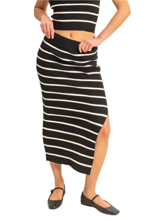 HYFVE Side Slit Striped Bodycon Sweater Skirt