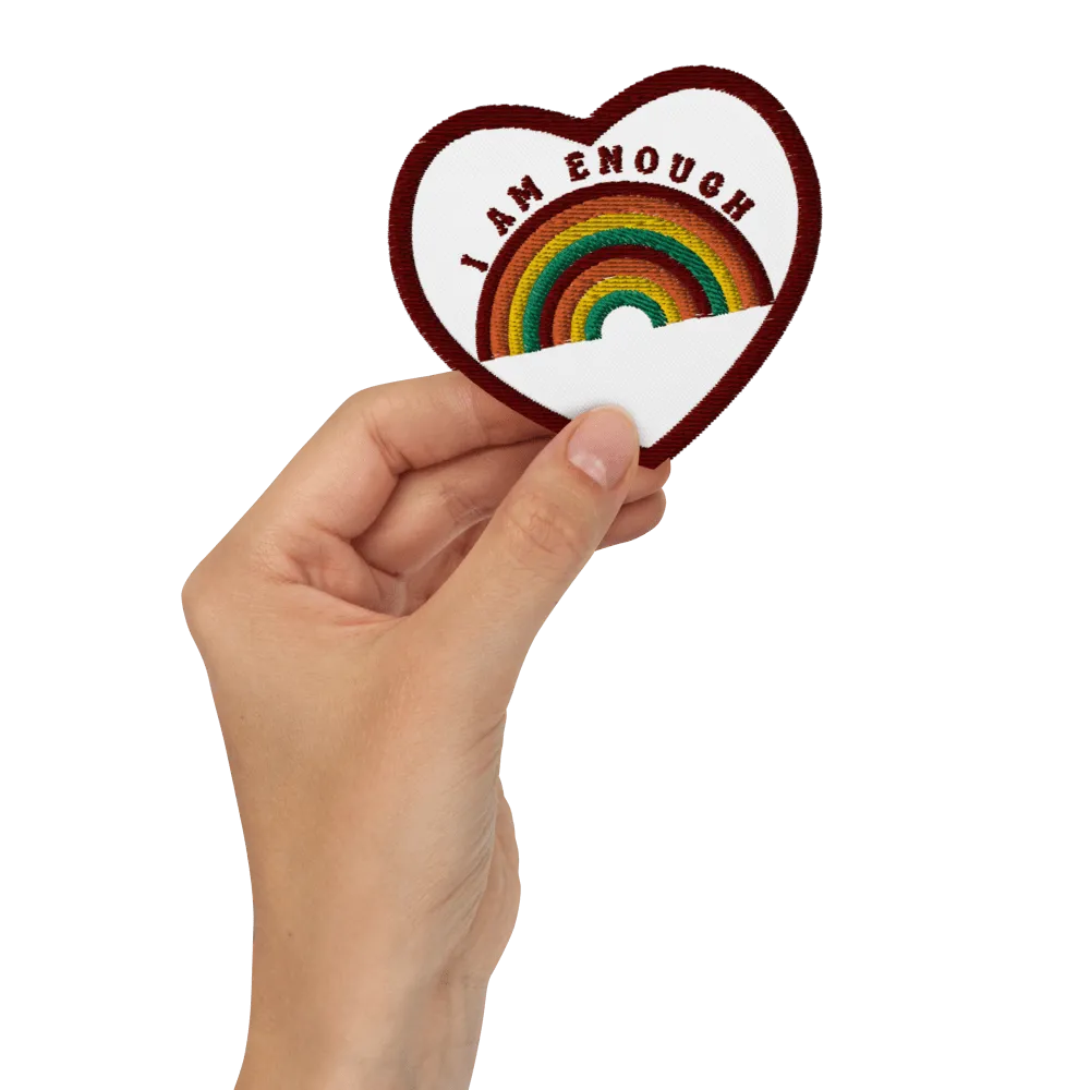 I AM ENOUGH RAINBOW Custom Iron On Embroidered Inspired Message Patch