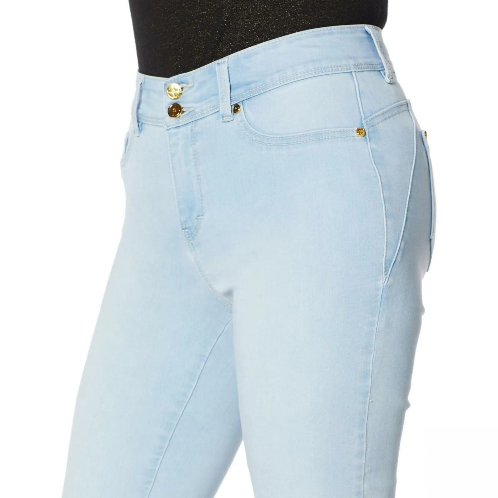 IMAN Women's City Chic 360 Slimming Crop Jeans With Crochet Lace Detail