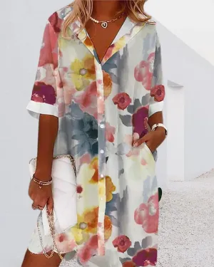 Irma - Loose shirt dress with mid-length sleeves