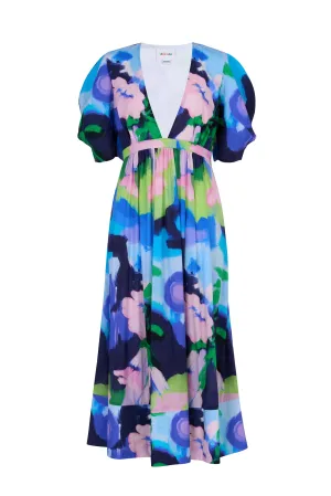 Ita Dress in Oleo Azul Print
