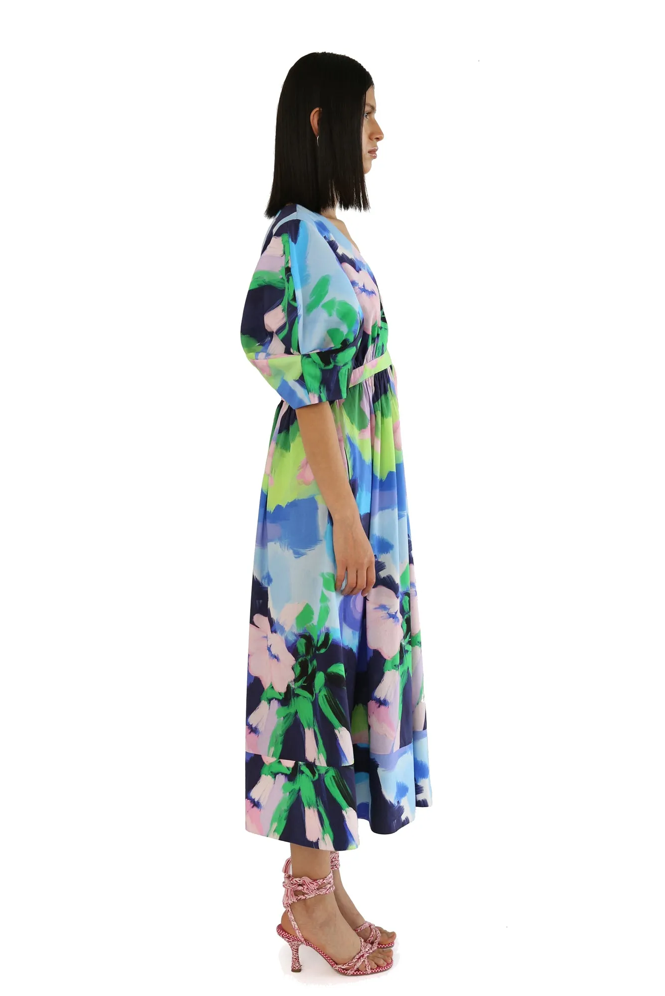 Ita Dress in Oleo Azul Print