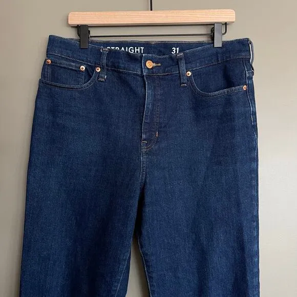 J. Crew High Rise '90s Classic Straight Fit Jean in Rinse Wash Sz 31 Blue Denim