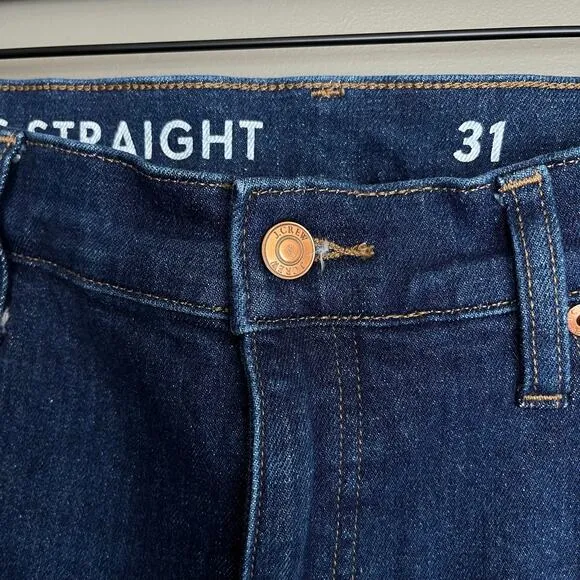 J. Crew High Rise '90s Classic Straight Fit Jean in Rinse Wash Sz 31 Blue Denim