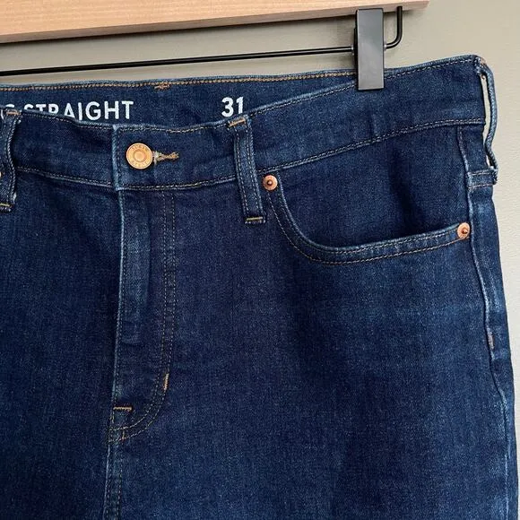 J. Crew High Rise '90s Classic Straight Fit Jean in Rinse Wash Sz 31 Blue Denim